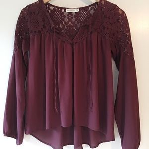 Abercrombie Maroon Peasant Top